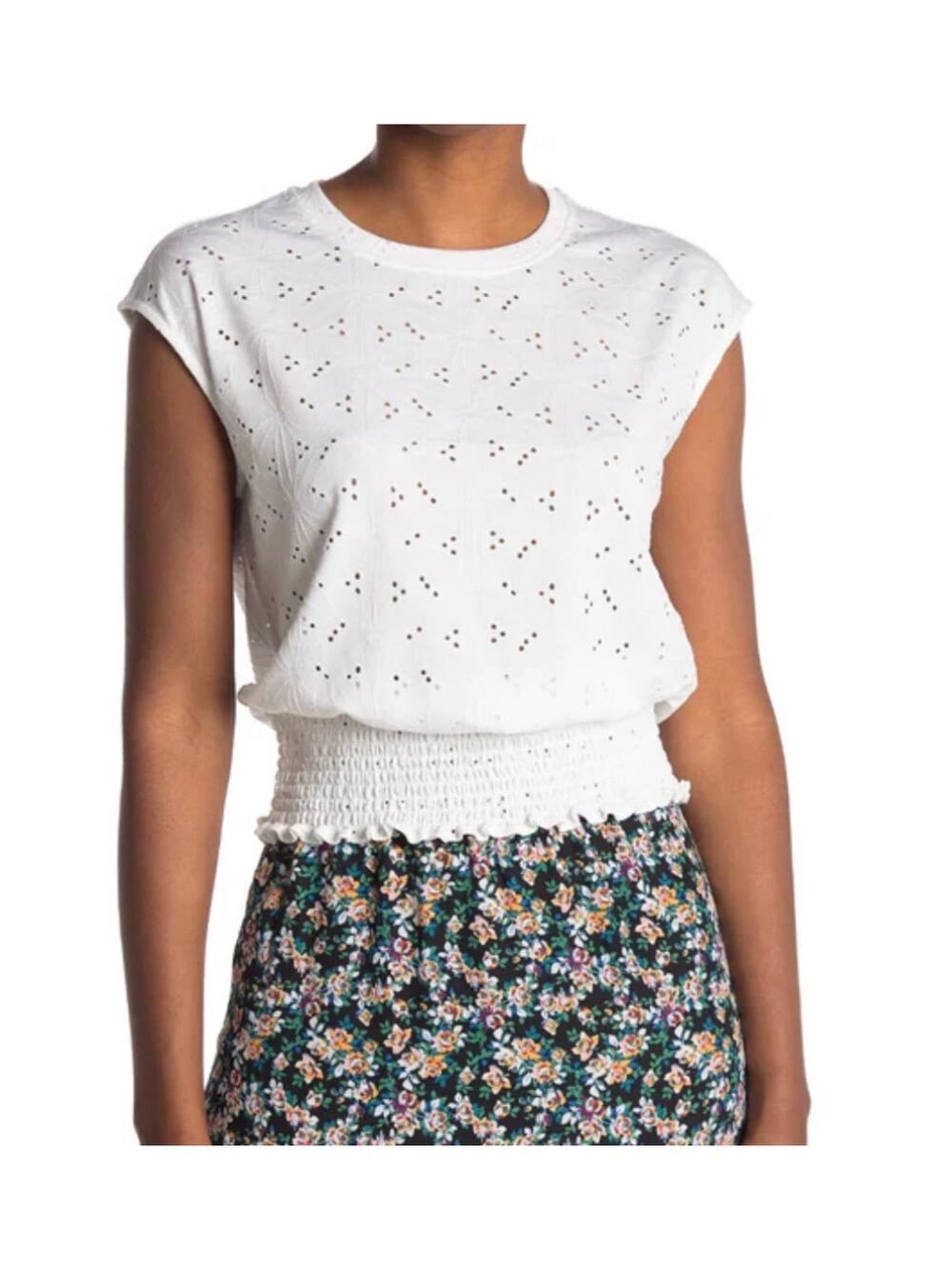 LAUNDRY By SHELLI SEGAL White Eyelet Crop Top Medium
